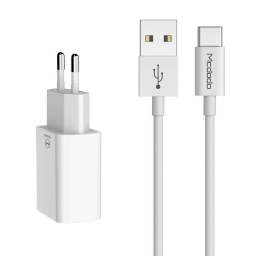 Cargador Doble USB 2.4A CCable USB-C (McDodo)