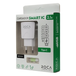 CARGADOR DE PARED INTELIGENTE ROCA 2.1A USB C RC-TC-C21 CC