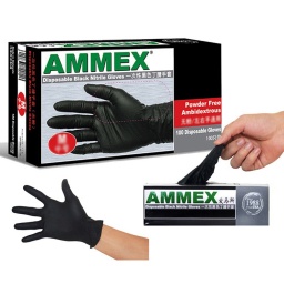 GUANTES DE LATEX NEGRO AMMEX X100